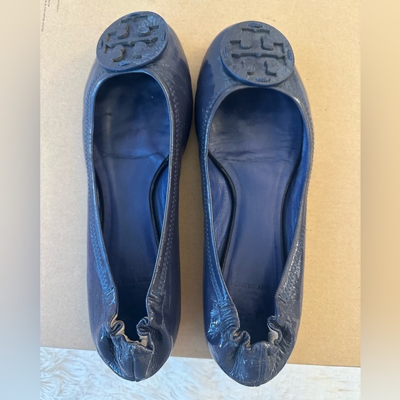 Tory Burch Reva Blue Leather Ballerina Flats Size: 9 - Picture 2 of 11